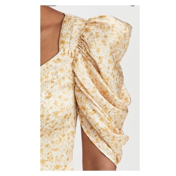 NWT AMUR Fit and Flare Puff Sleeve Mini Dress Marigold Dandelion Size US 10 - Picture 4 of 13